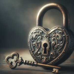 Candado antiguo en forma de corazón del siglo XVIII