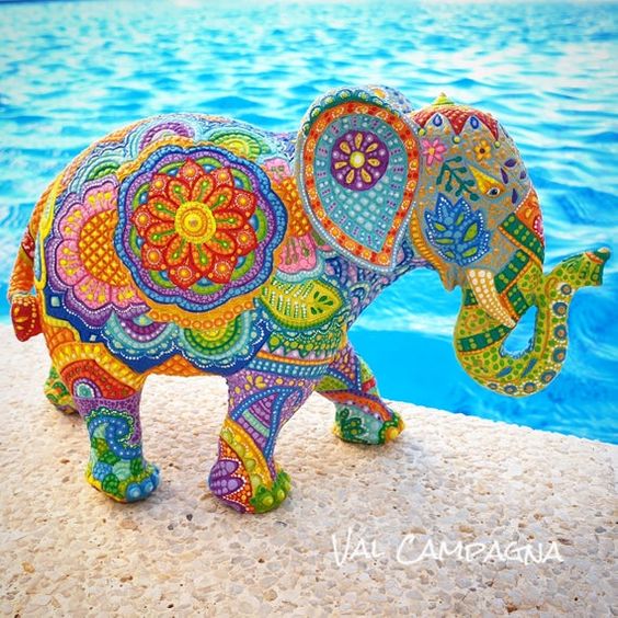 elefante con mandalas amuleto elefante mandalas amuleto